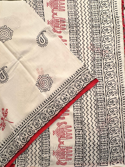 White Pure Cotton Saree