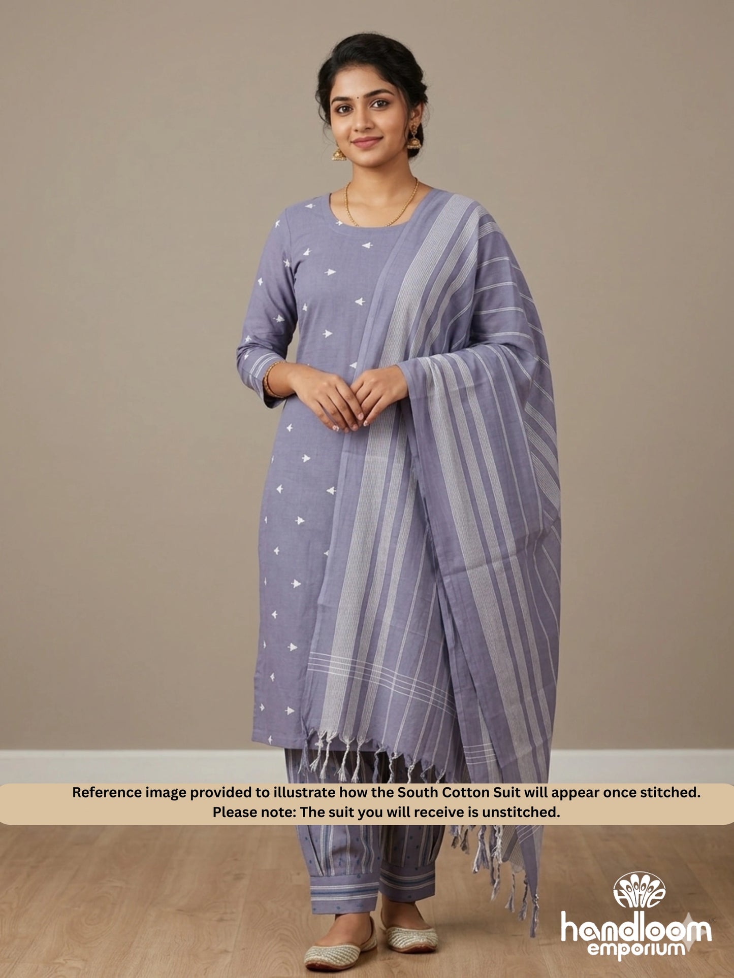 Bluish Grey Unstitched South Cotton Suit