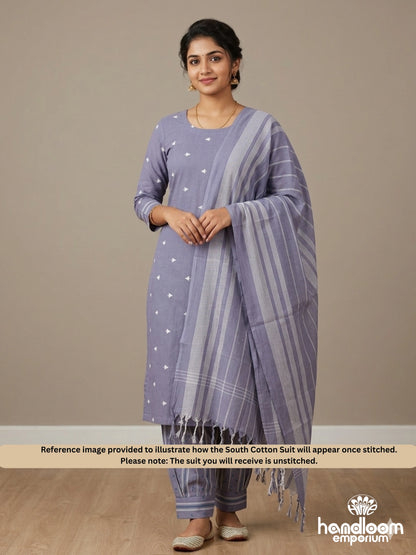 Bluish Grey Unstitched South Cotton Suit