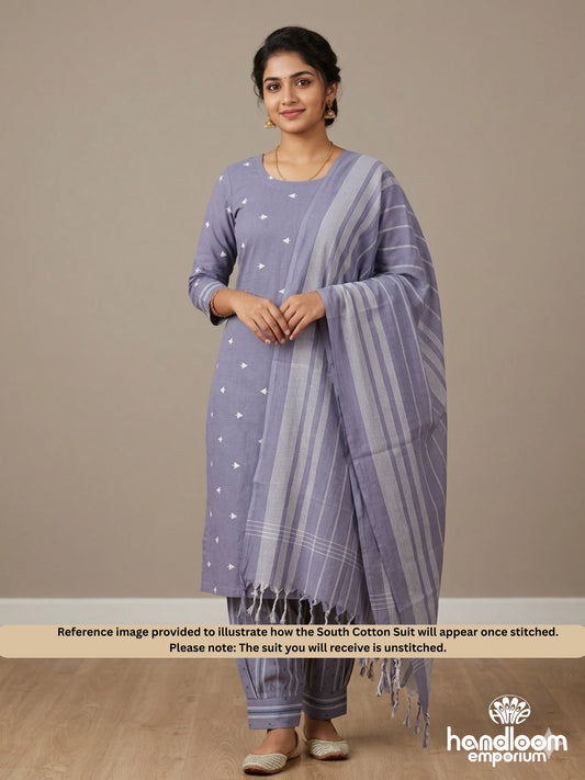Bluish Grey Unstitched South Cotton Suit