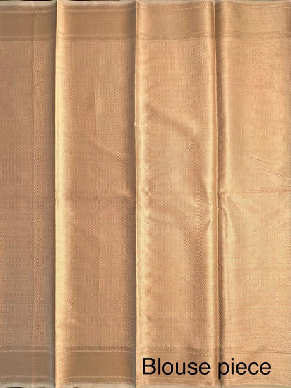 Golden Beige Fancy Cotton Supernet Saree