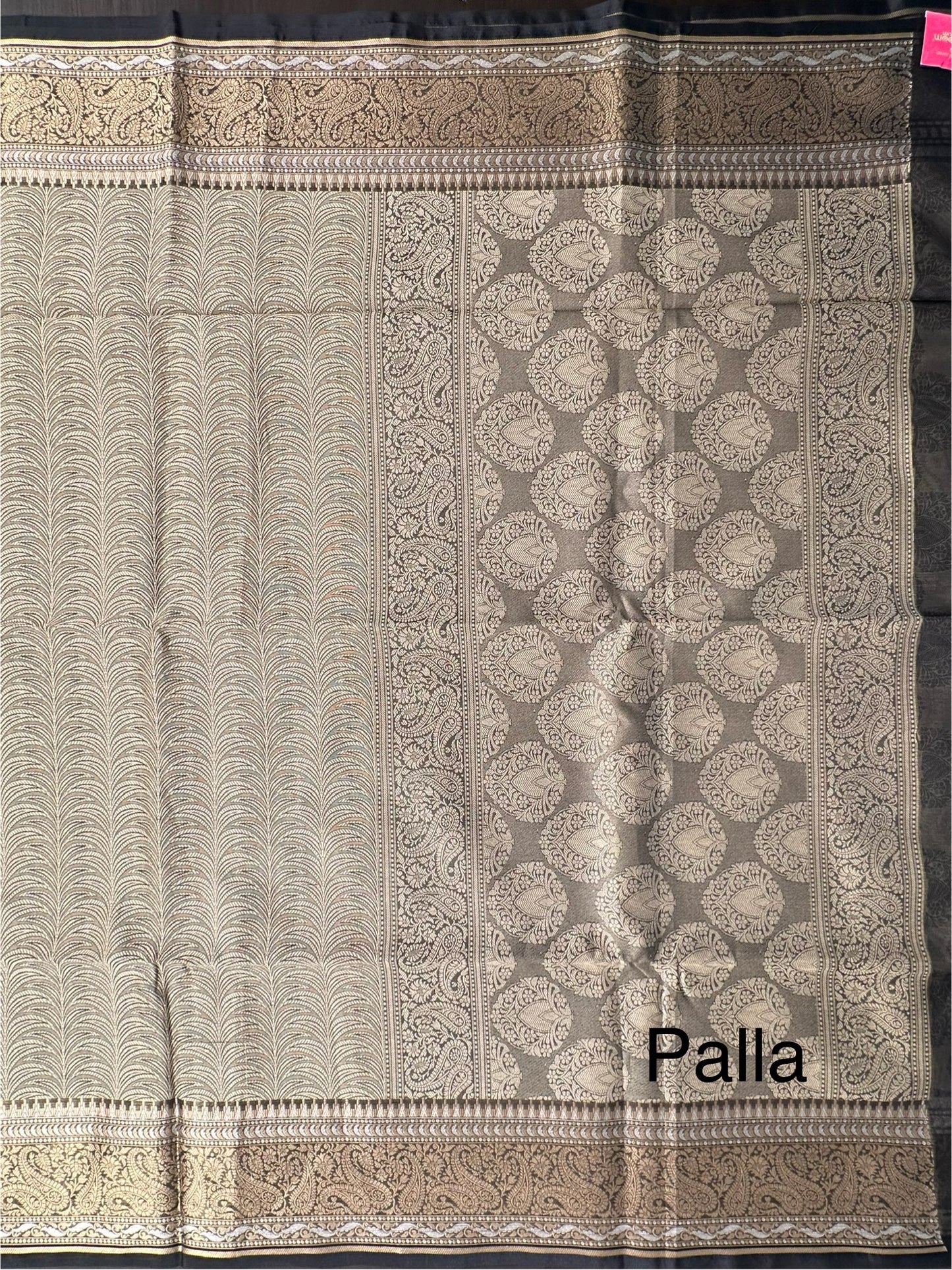 Grey-Black Fancy Tissue Saree