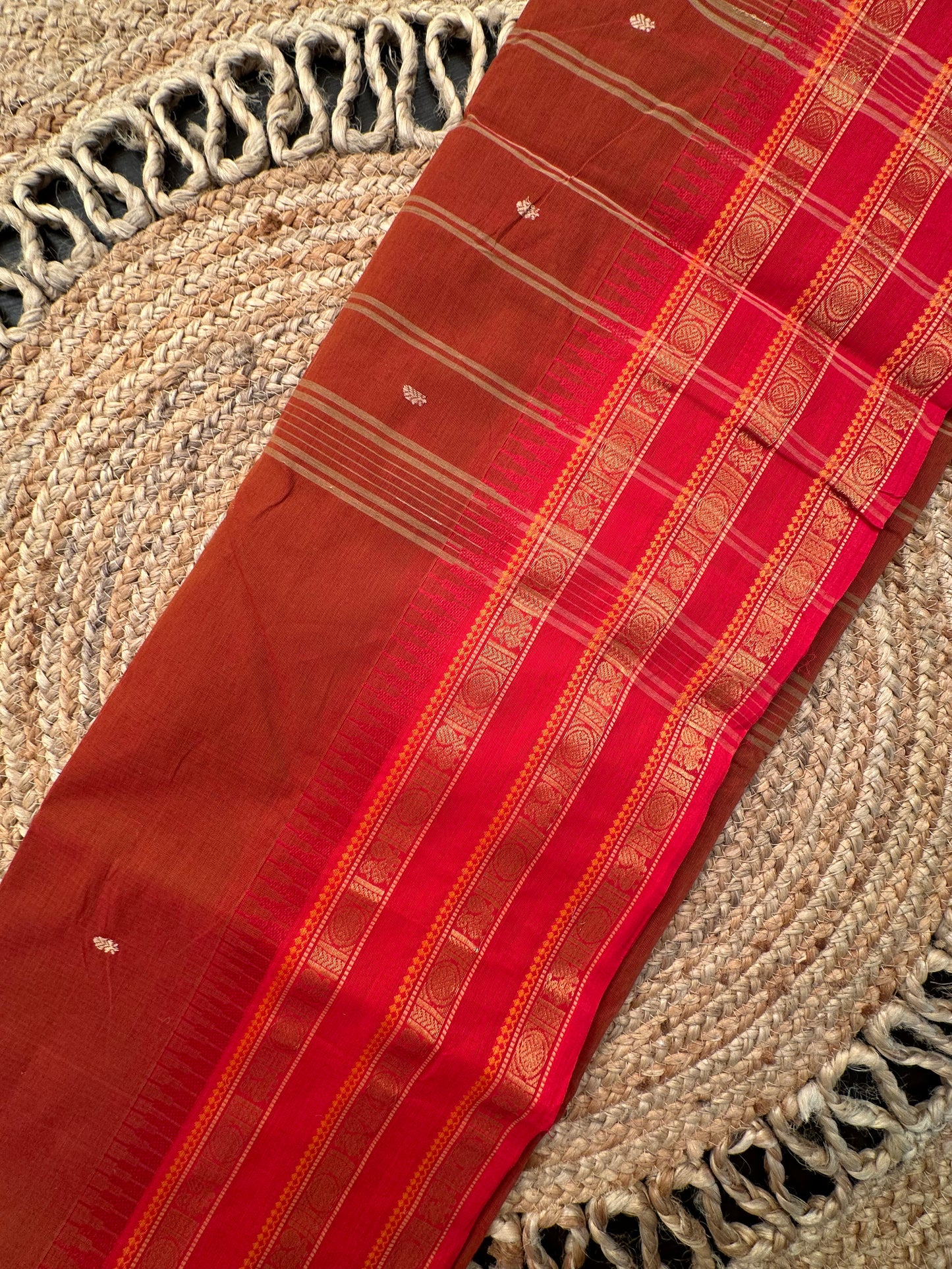 Rust Narayanpet Cotton Saree