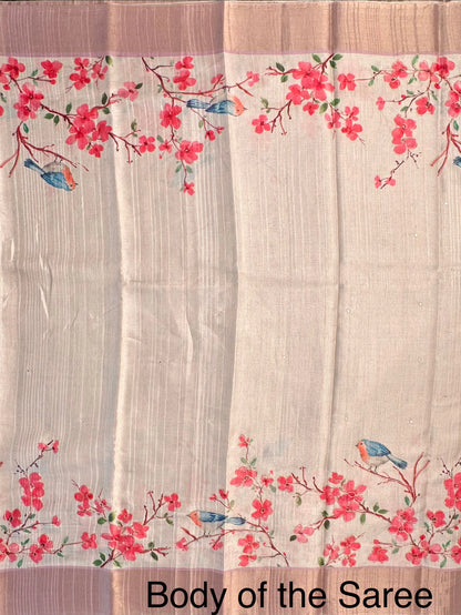 Beige-Mauve Diraa Tissue Saree