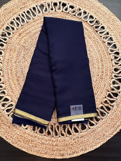 Navy Blue Pure Chiffon Saree