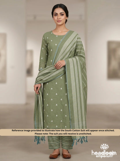 Green Unstitched South Cotton Suit