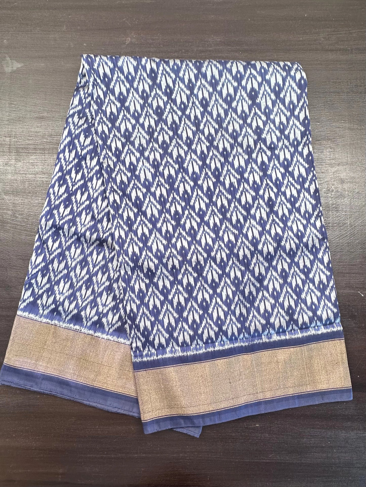 Navy Blue Ikkat Pure Silk Saree