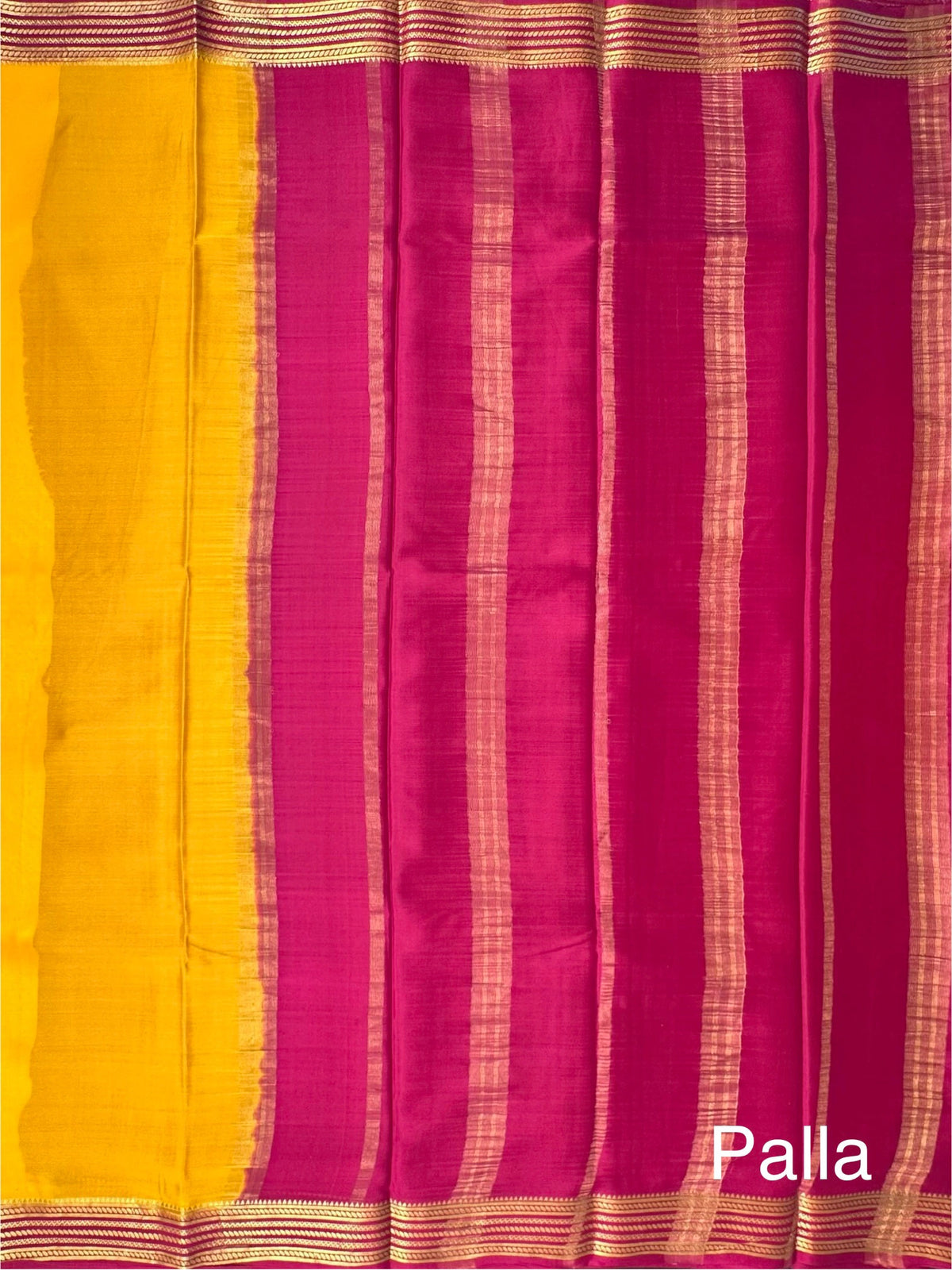 Yellow-Magenta Mysore Crepe Saree