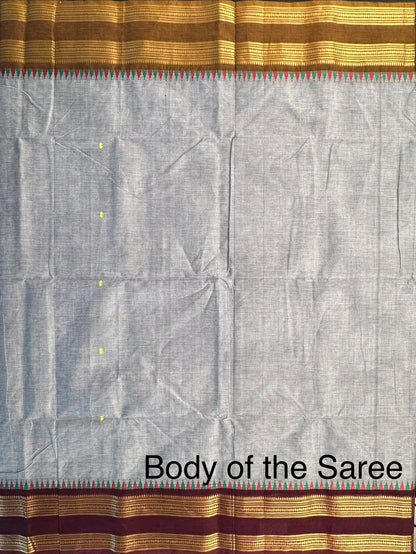 Grey Narayanpet Cotton Saree