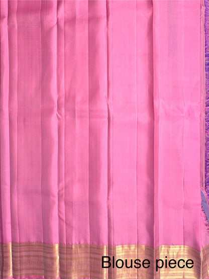 Blue-Pink Handloom Kanjivaram Pure Silk Saree