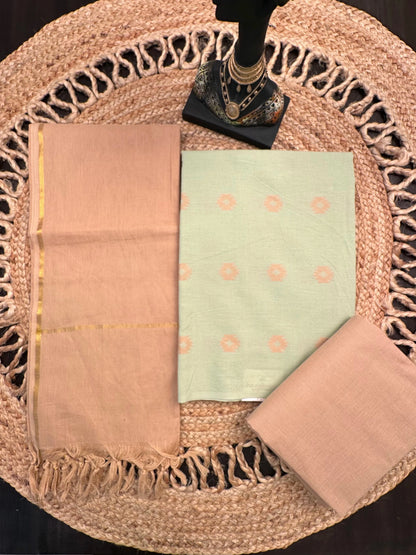 Pista Green-Beige South Cotton 3-Piece Suit