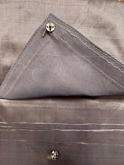 Grey Pure Silk Saree Bag With Pouch