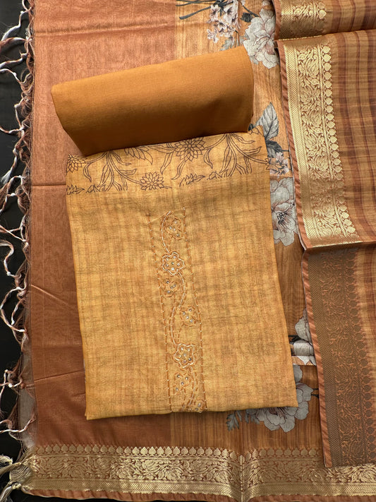 Mustard Fancy Cotton 3-Piece Suit