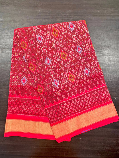 Red Ikkat  Pure Silk Saree