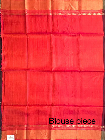 Wine-Multi Colour Assam Resham Weave Silk Saree
