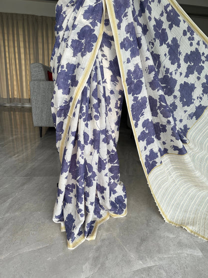 Mul Flora Cotton Silk Saree
