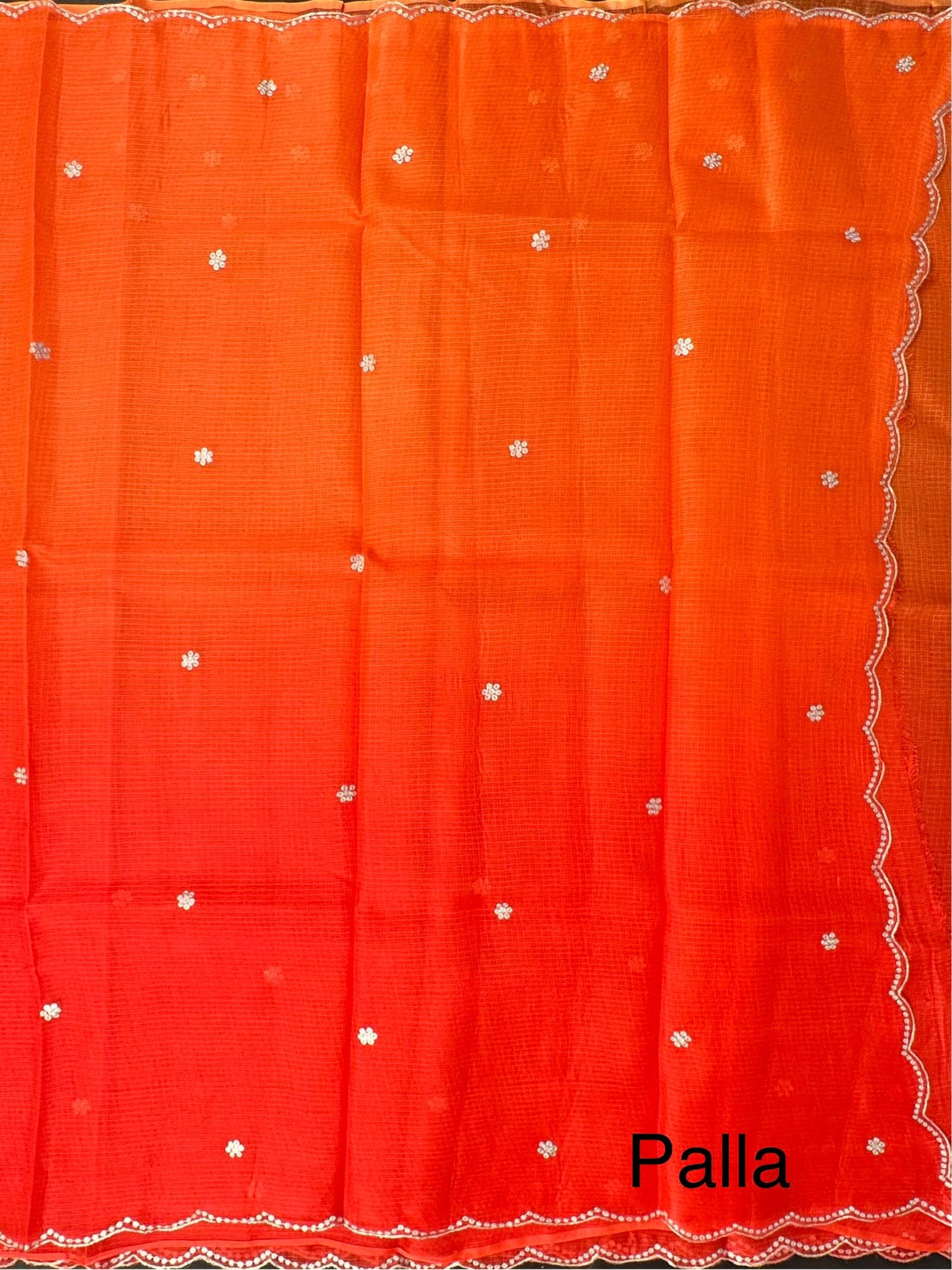 Orange Gitika Kota Doria Pure Silk Saree