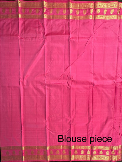 Pink Pondicherry Handloom Pure Silk Saree