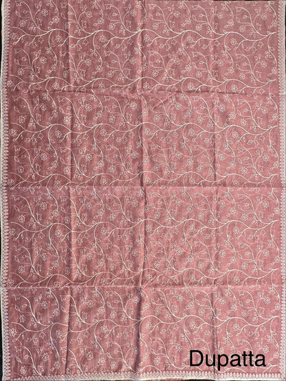 Pink Embroidery Chanderi Suit