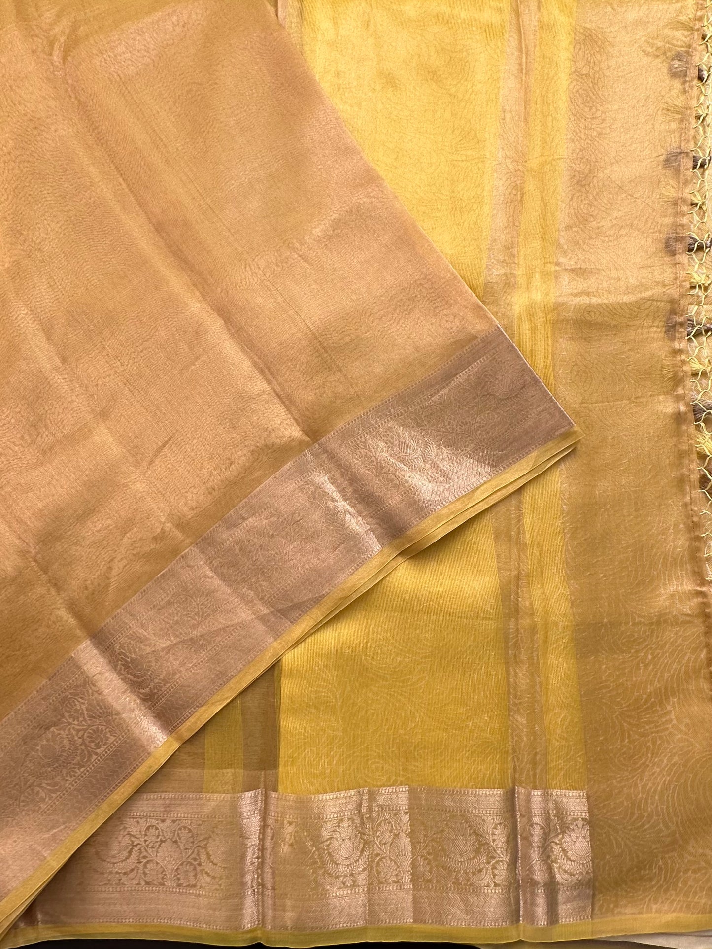 Mustard Pure Tissue Saree