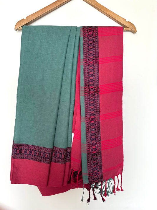 Jade Ivy-Pink Tripura Cotton Saree