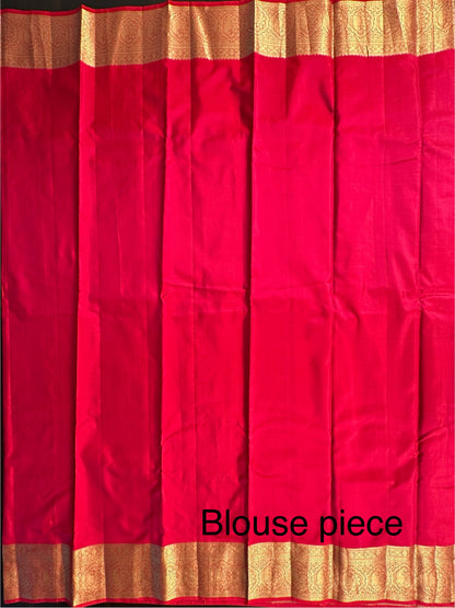 Wine Pondicherry Handloom Pure Silk Saree