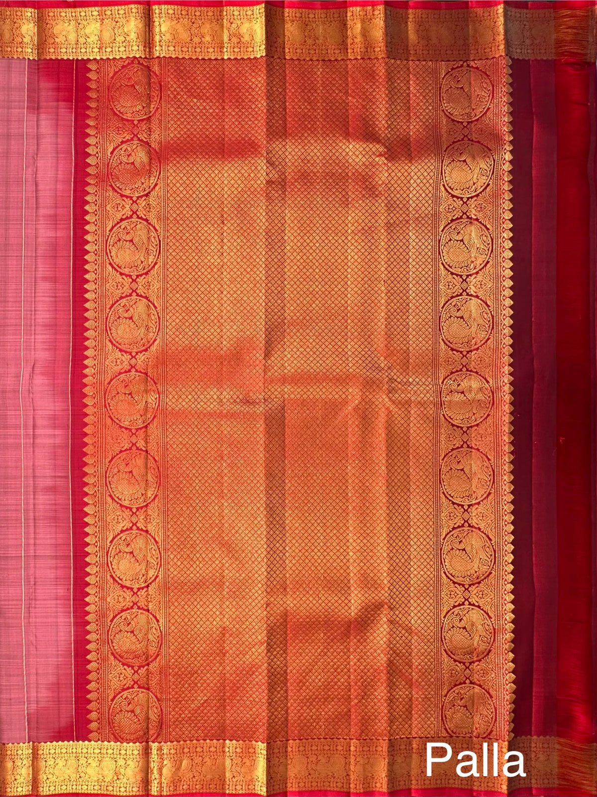 Dusky Pink -Maroon Handloom Kanjivaram Pure Silk Saree