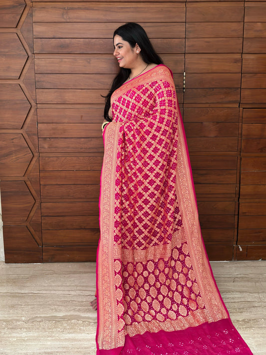 Rani Gharchola Bandhej Pure Georgette Saree