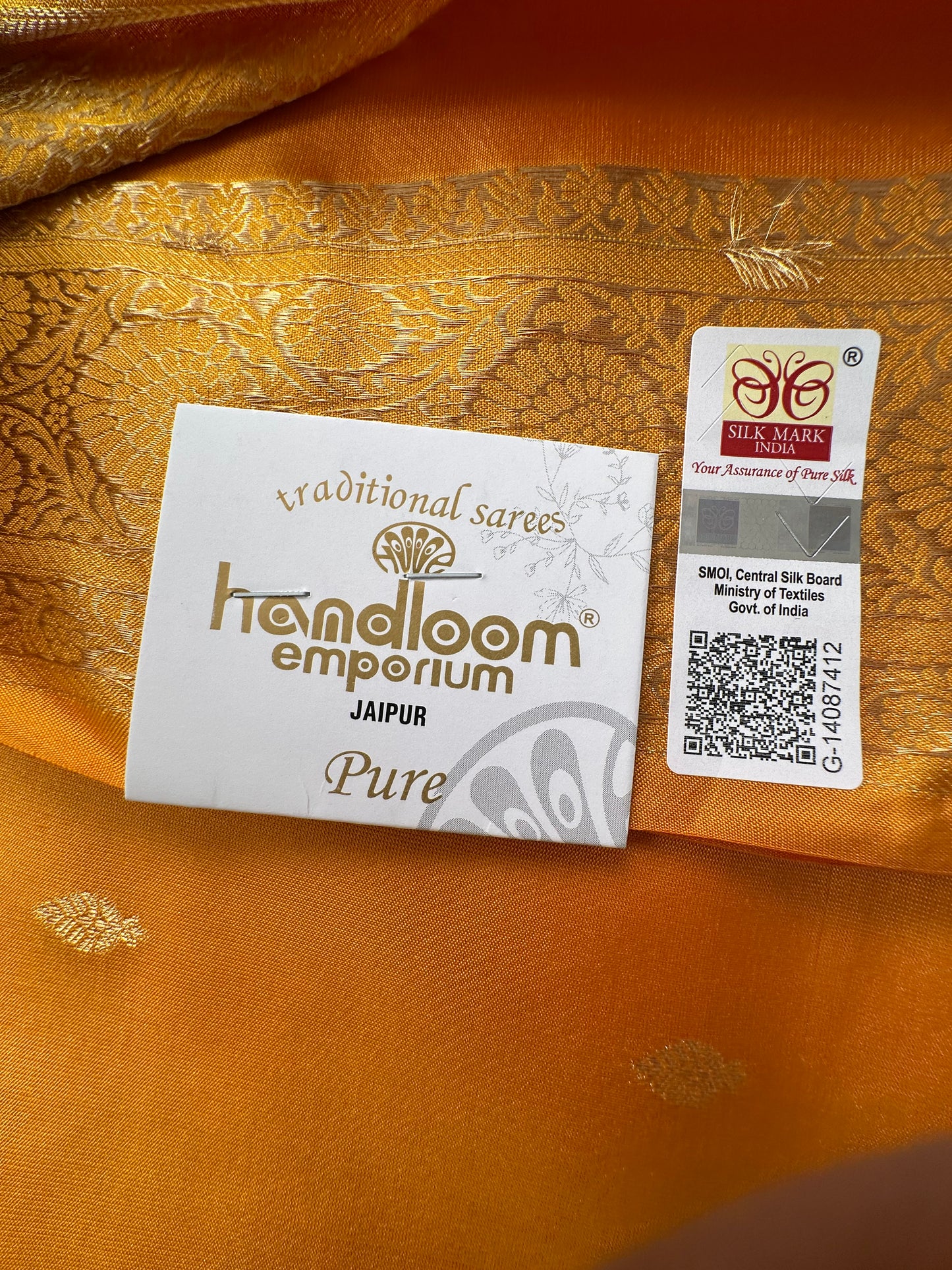 Yellow Handloom  Pure Silk Saree