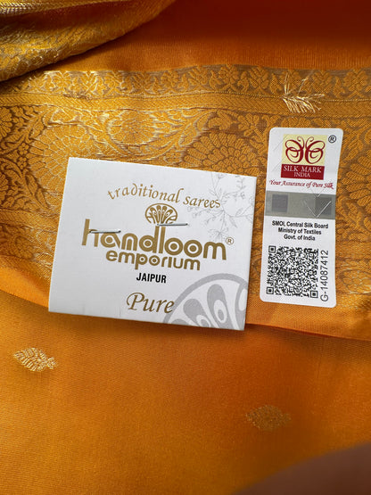 Yellow Handloom  Pure Silk Saree