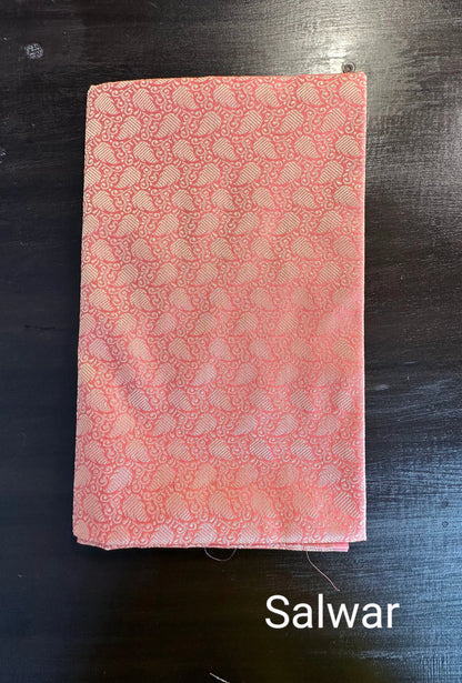 Peach Kota Doria Cotton 3-Piece Suit