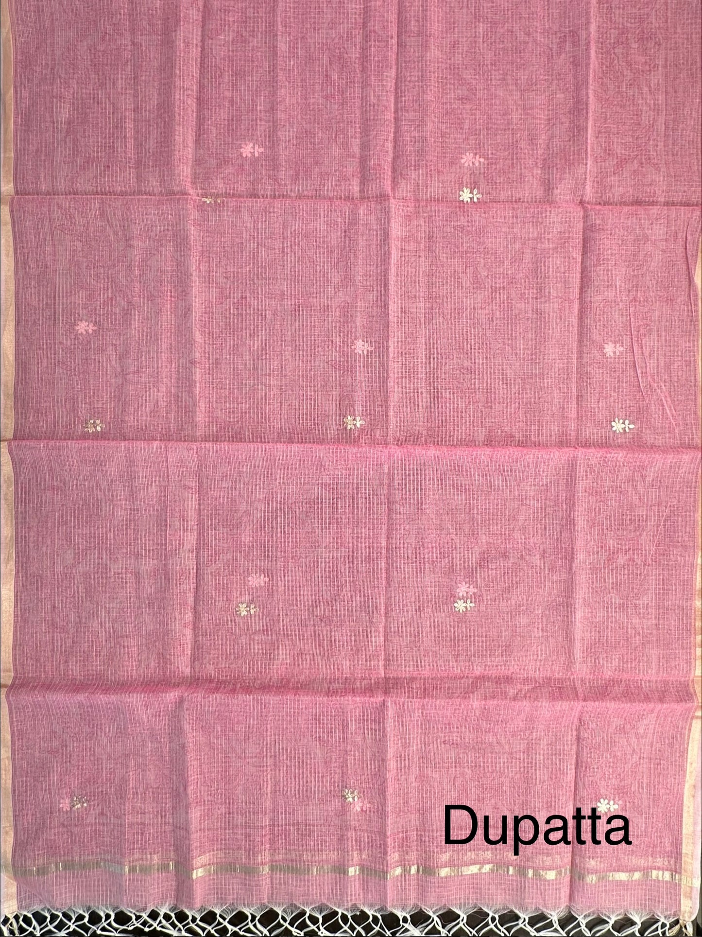 Pink 4-Piece Kota Doria Cotton Unstitched Suit