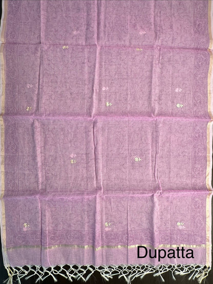Mauve 4-Piece Kota Doria Cotton Unstitched Suit