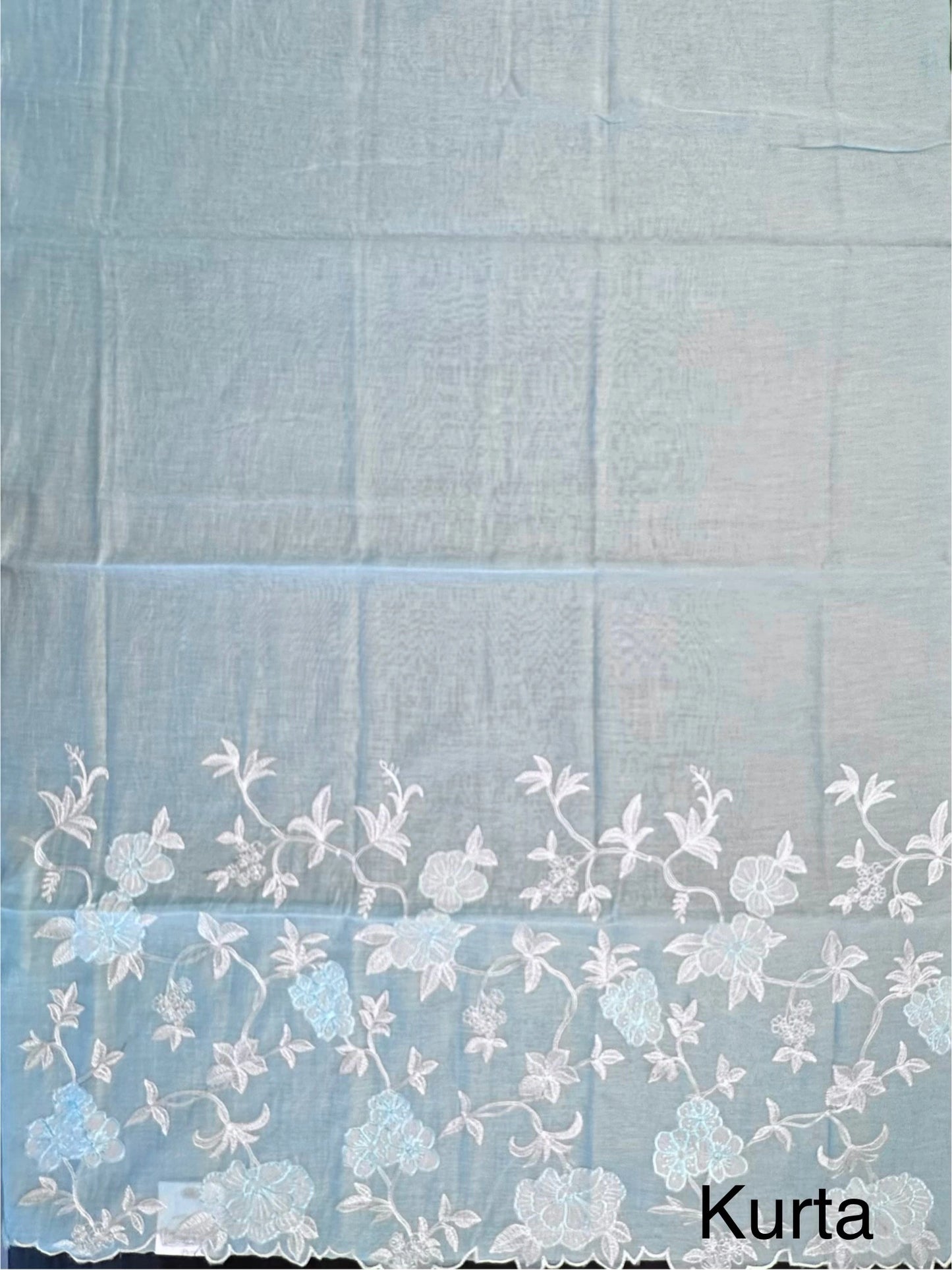 Sky Blue Cotton Chanderi 3-Piece Unstitched Suit