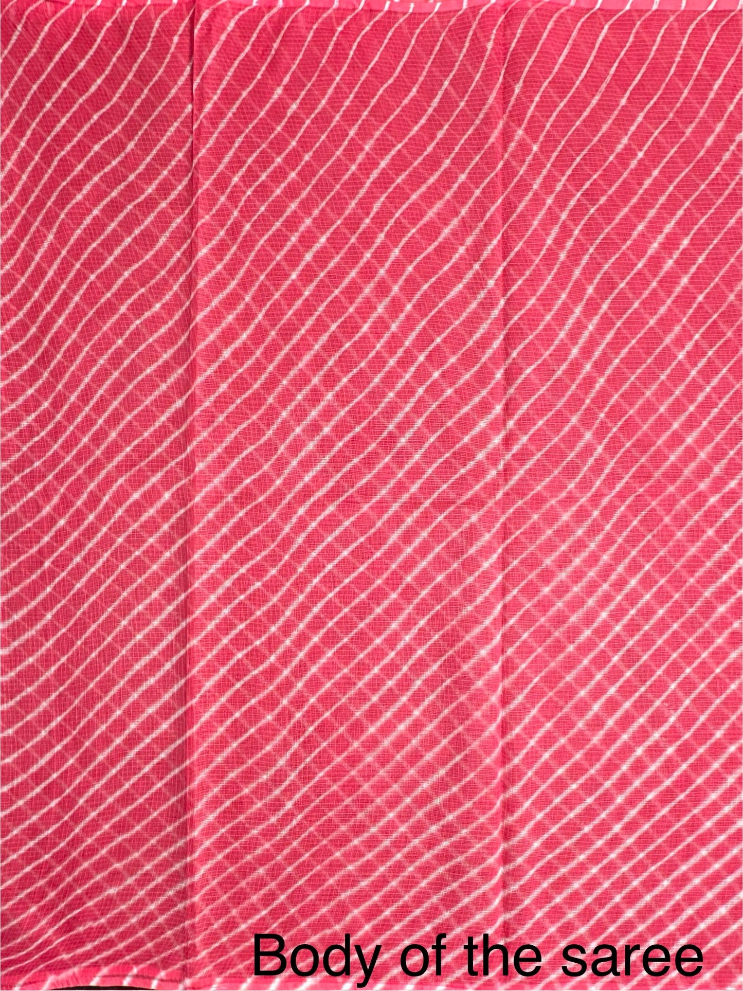 Coral Pink Khat Leheriya Kota Doria Pure Cotton Saree