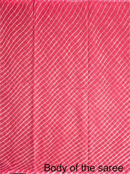 Coral Pink Khat Leheriya Kota Doria Pure Cotton Saree