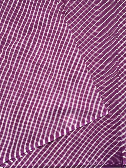 Purple Khat Leheriya Kota Doria Pure Cotton Saree