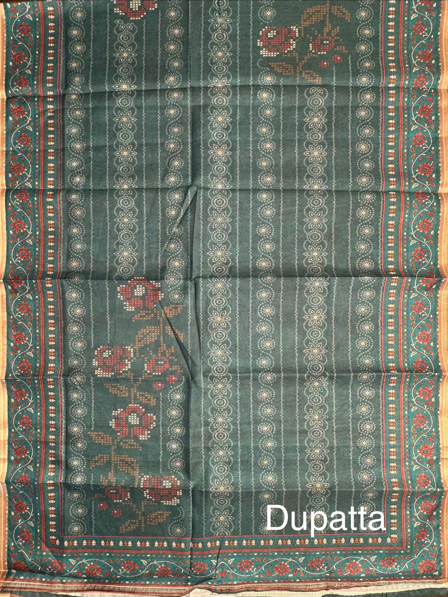 Rama Green Fancy Cotton 3-Piece Suit