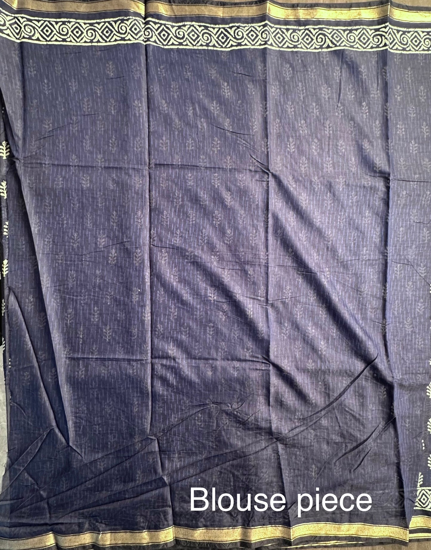 Indigo Blue Printed Cotton Blend Saree
