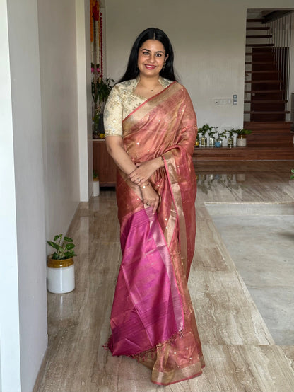 Rani Emboss Pure Tissue Silk Saree