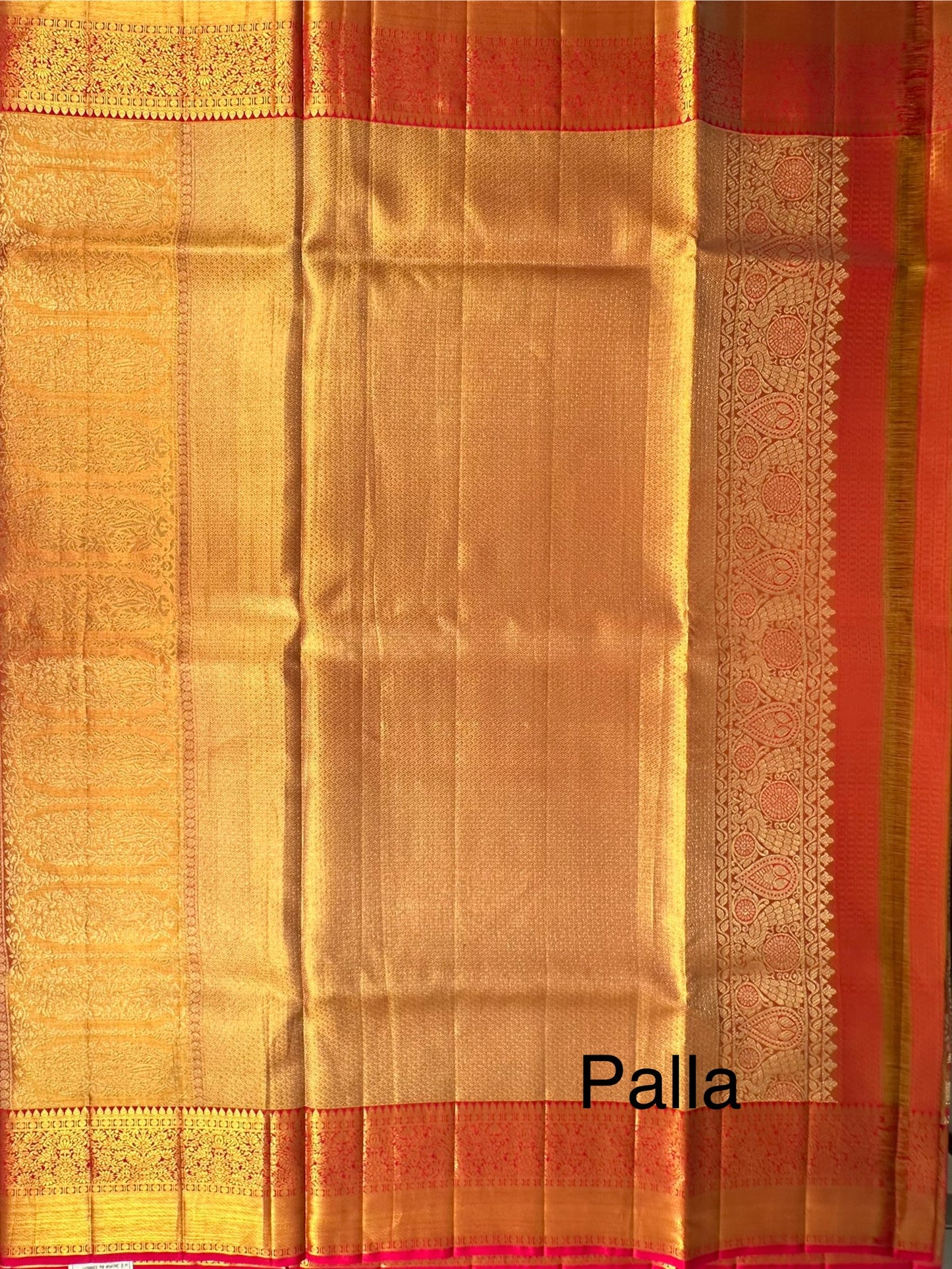 Golden-Rani Handloom  Jamawar Pure Tissue Silk Saree