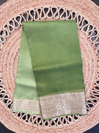 Shaded Green Pure Kota Doria Silk Saree