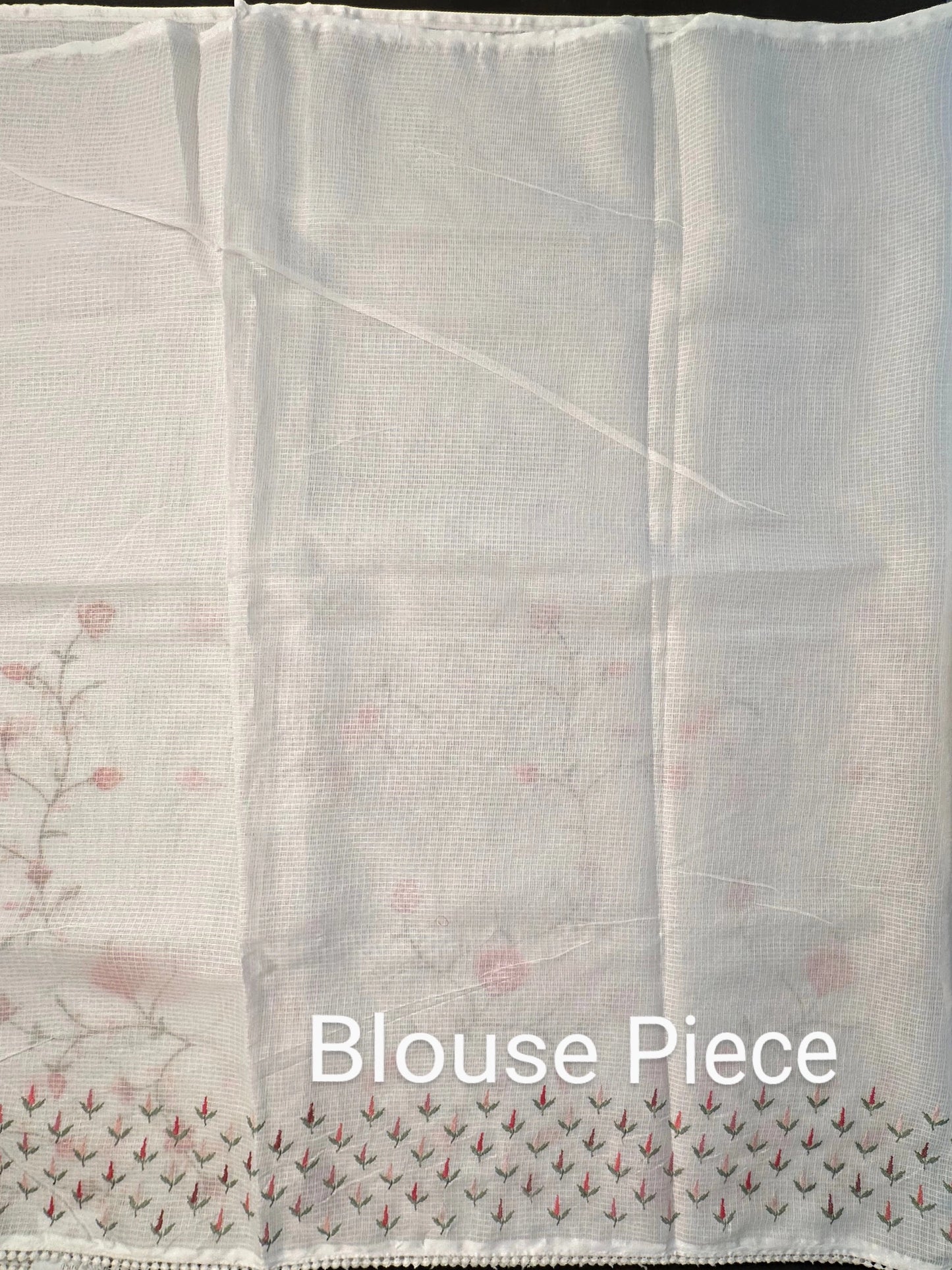 Off White Kota Doria Fancy Cotton Saree