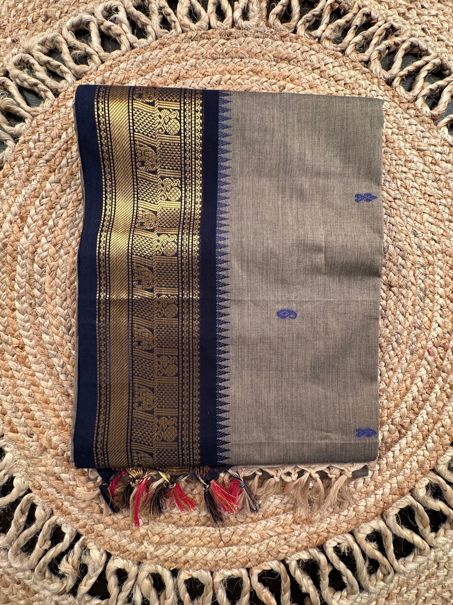 Grey Narayanpet Cotton Saree