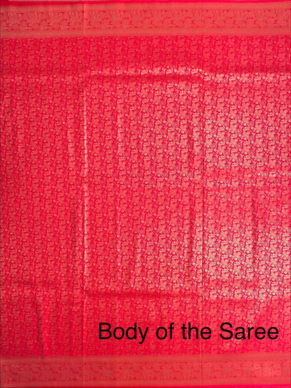 Red Jamawar Art Silk Saree
