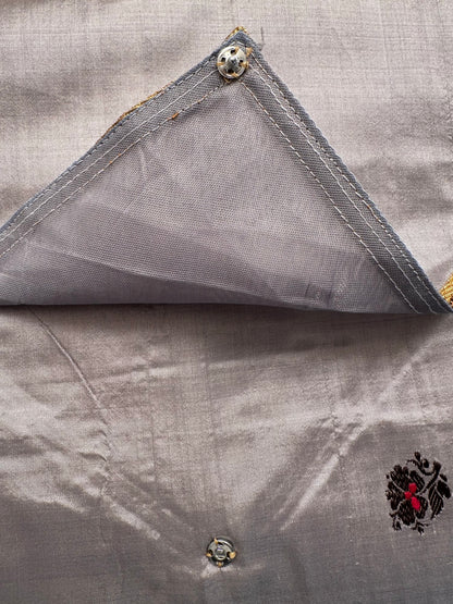 Grey Pure Silk Saree Bag With Pouch
