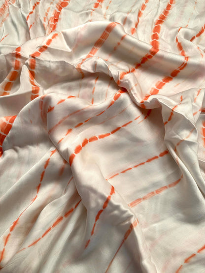 Peach Tie-Dye Cotton Satin Fabric