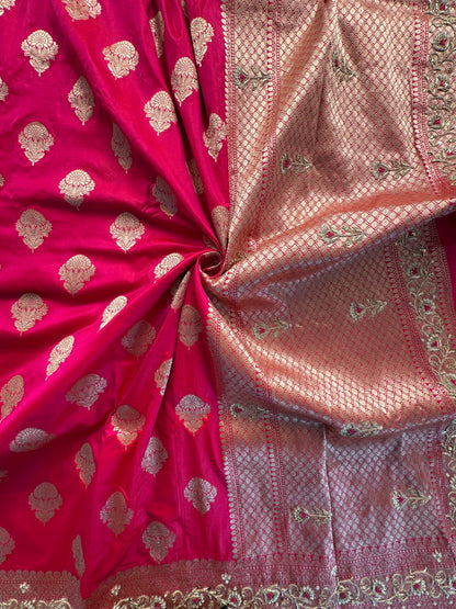 Rani Pure Banarasi Silk Saree With Gotapatti & Zarodozi Work