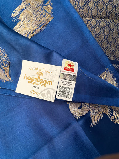 Blue Banarasi Satin Saree