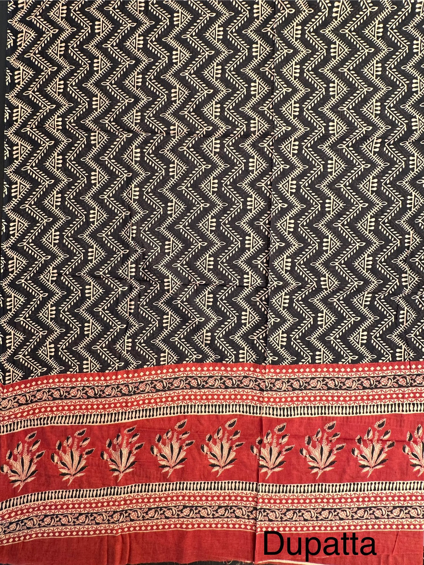 Rust Block Printed Pure Cotton Suit